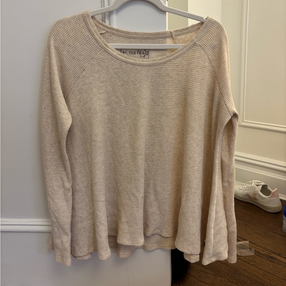 We The Free Tops - We The Free Beige Waffle Knit swing Top